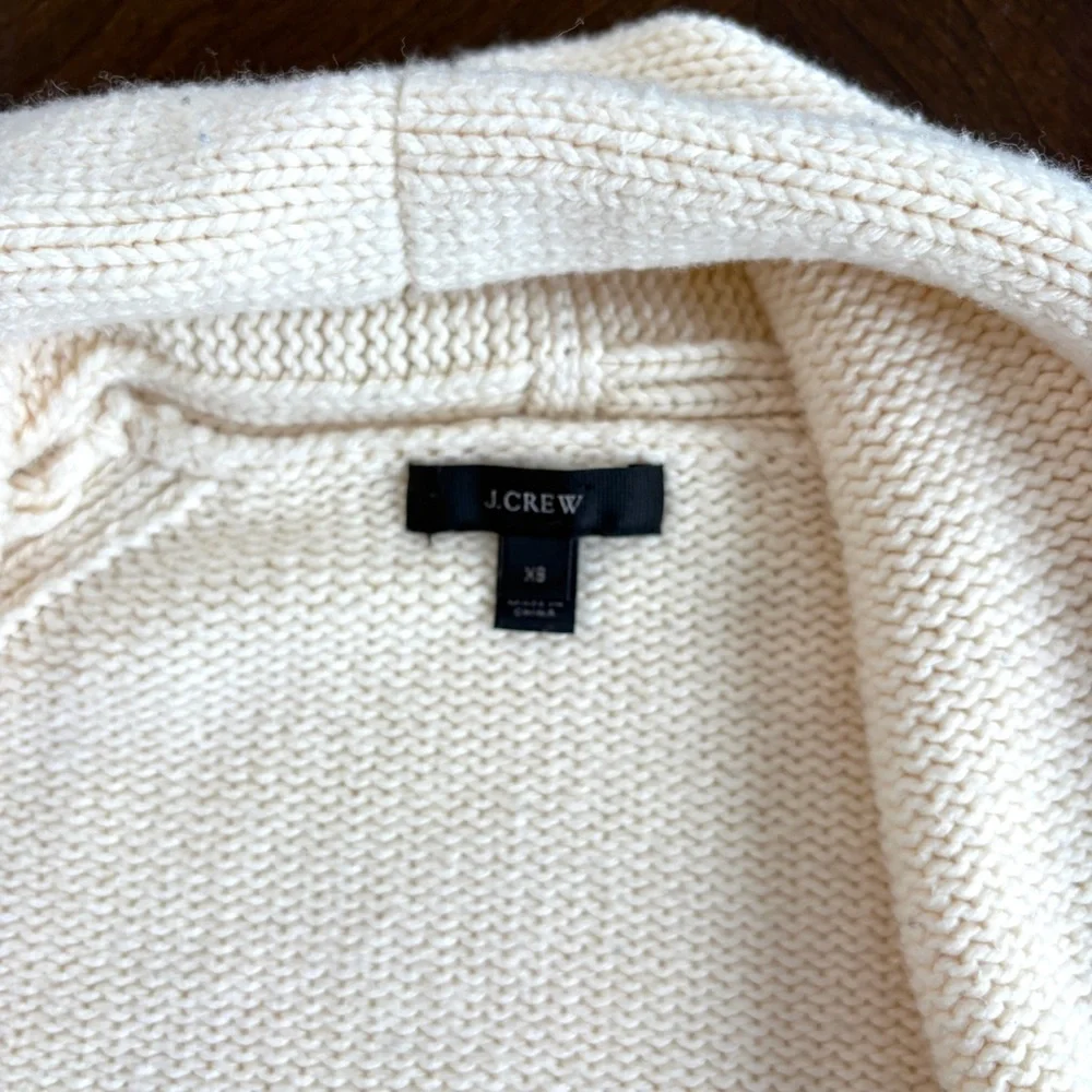 J. Crew Long Open Cardigan Sweater Navy Stripe Cotton Wool Blend Sz XS - Picture 7 of 12